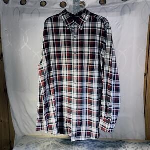 Chaps Shirt Mens XLT Red Black Plaid Long Sleeve Button Down